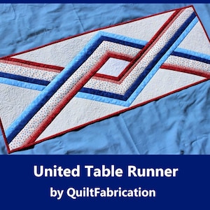 United Table Runner, Easy Quilt Pattern, Beginner Pattern, Stripes, Seasonal Decor, Table Decor, Modern Quilt, Patriotic image 1