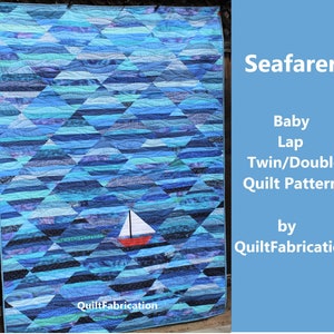 Seafarer Quilt Pattern, Nautical Sailboat, Easy Scrap Quilt Pattern, String Quilt Blocks, Free-form Piecing, Multi Size