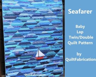 Seafarer Quilt Pattern, Nautical Sailboat, Easy Scrap Quilt Pattern, String Quilt Blocks, Free-form Piecing, Multi Size