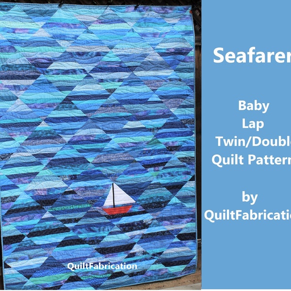 Seafarer Quilt Pattern, Nautical Sailboat, Easy Scrap Quilt Pattern, String Quilt Blocks, Free-form Piecing, Multi Size