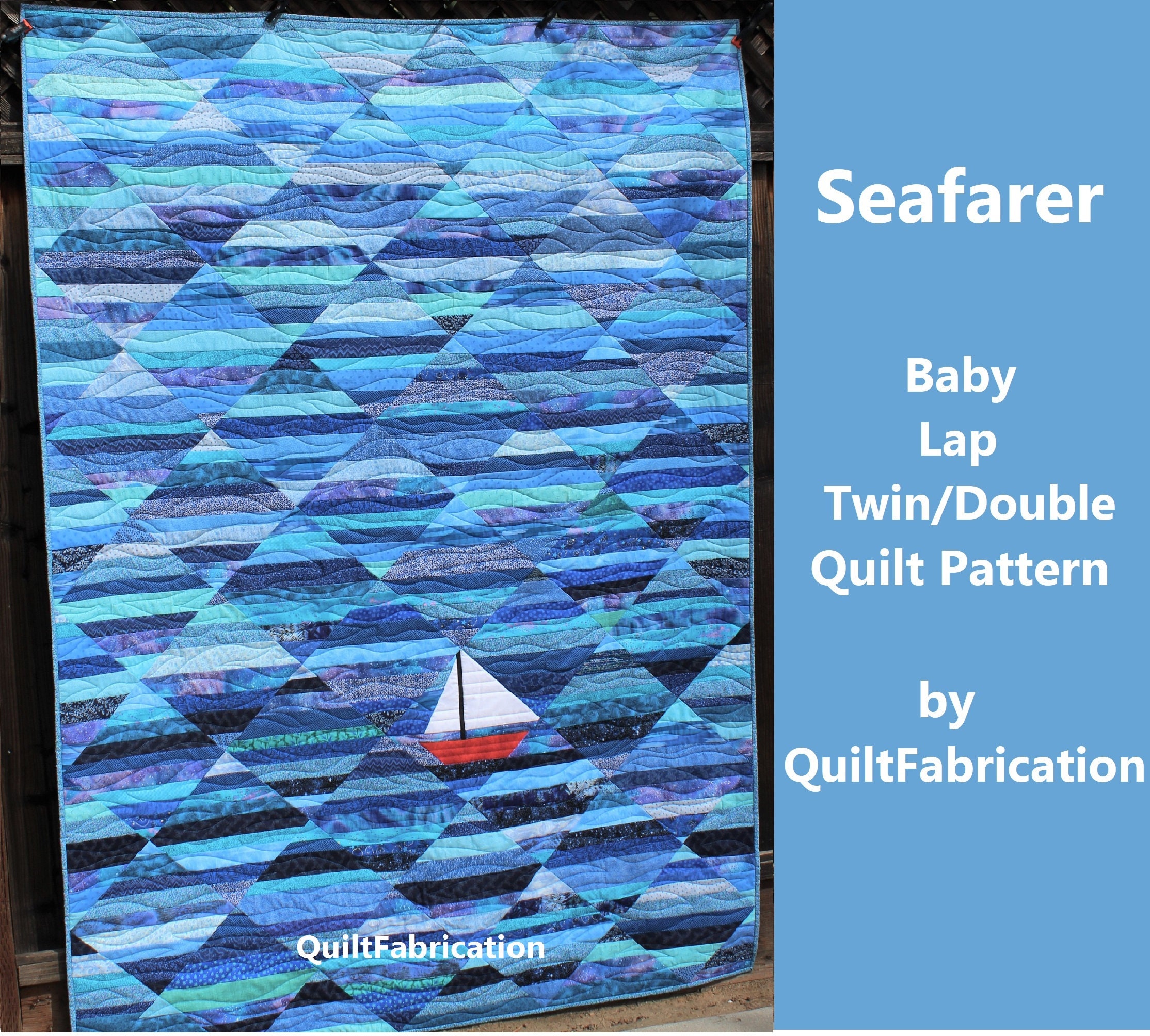Seafarer Quilt Pattern, Nautical Sailboat, Easy Scrap Quilt