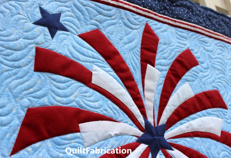 Fireworks, Wall Hanging, Fourth of July decor, Red White and Blue, Quilt Pattern, Patriotic, Modern Stars Decor image 4