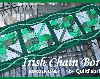 Irish Chain Border, Quilt Pattern, Table Runner, St Patricks, Green, Woven Chains, Table Decor, Seasonal Decor, March, Quilted Table Runner