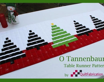 O Tannenbaum Christmas Tree Table Runner PDF Quilt Pattern Tree Decoration Christmas Decor Modern Xmas Runner Easy Black White Red Quilt