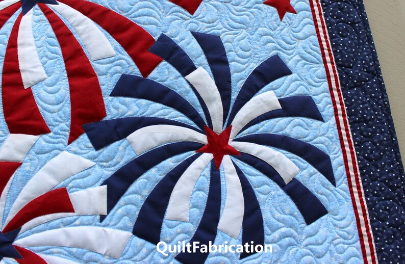 Fireworks, Wall Hanging, Fourth of July decor, Red White and Blue, Quilt Pattern, Patriotic, Modern Stars Decor image 3