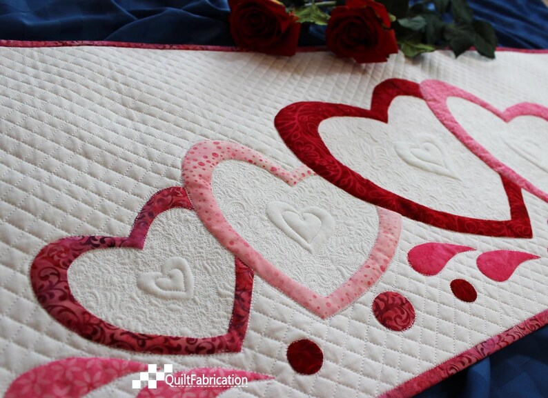 Valentine Table Runner, Hearts, Valentines, Quilt Pattern, Love Abounds, Holiday, Home Decor, Applique, Valentine Decoration, Modern Decor image 3