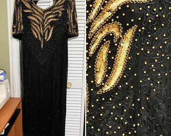 SALE: 1980s Beaded Trophy Maxi Dress, M