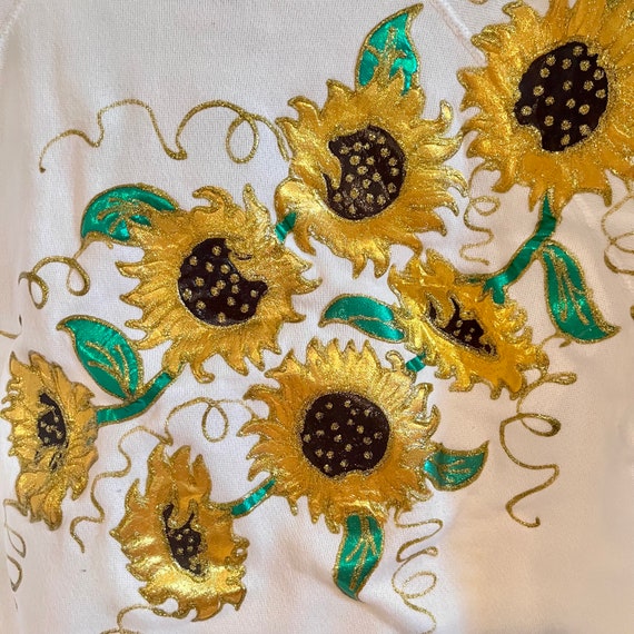 1980s/1990s Sunflower Puff Paint Crewneck, M - image 2