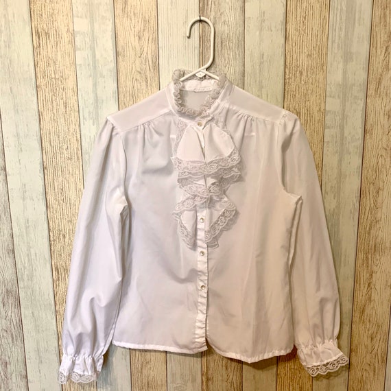 70s-does-Victorian High-Necked Blouse, S-M