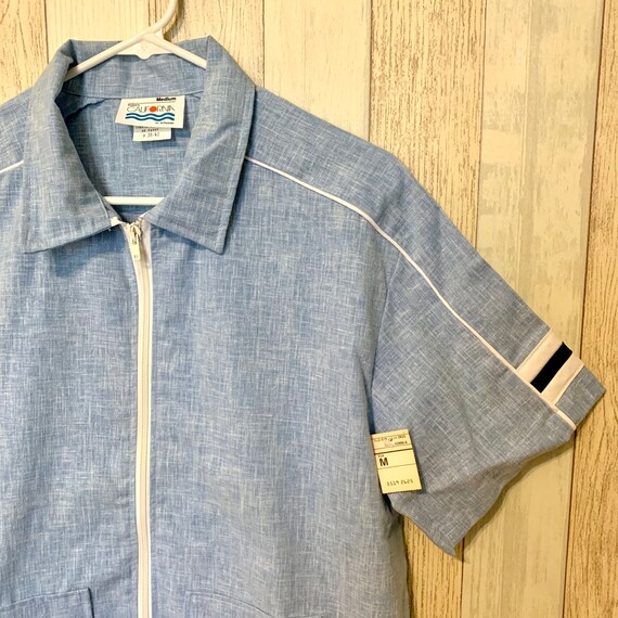 SALE: Deadstock 1970s/80s Chambray Zip Shirt, M - image 3