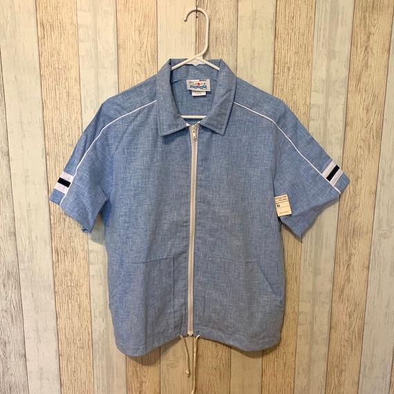 SALE: Deadstock 1970s/80s Chambray Zip Shirt, M - image 1