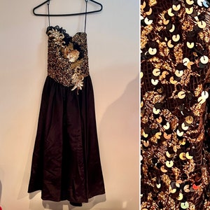 CLEARANCE: 1980s Strapless Sequin Cocktail Dress, XS