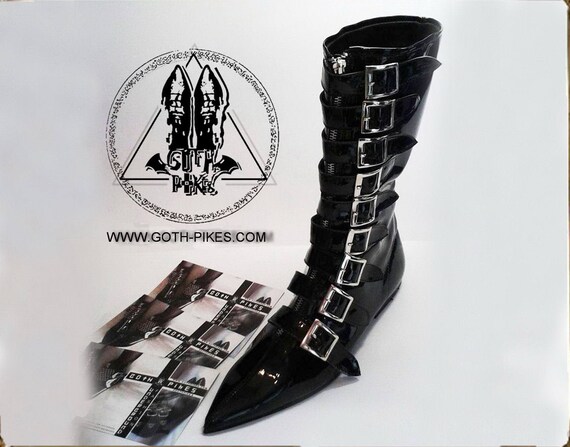 Goth piques longues x9 Winklepickers Buckle bottes bottes cuir gothique Batcave WGT Siouxsie 80 s unisexe, vegan Goth piques piques piques longues x9 Winklepickers Buckle bottes bottes cuir gothique Batcave WGT Siouxsie 80 s unisexe, vegan 350ff0