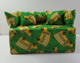 Hand-made School Bus Couch/Sofa Tissue Box Cover