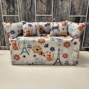 Funda para caja de pañuelos de sofá/sillón con diseño de gatos en París, hecha a mano (caja de pañuelos no incluida)