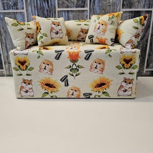 Handgjort överdrag till "Nallebjörns-hamstersoffa/näsduksask" (näsduksask ingår ej)