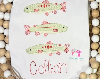 Embroidered Fish Trio Boy's Shirt - Personalized Fishing Gift