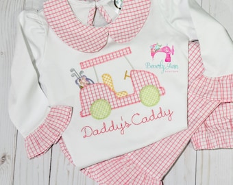 Girl's Monogrammed Golf Outfit, Tournament Inspired Golf Outfit, Monogrammed Golf Shirt for girls