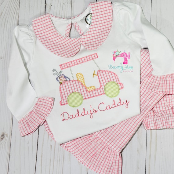 Girl's Monogrammed Golf Outfit, Tournament Inspired Golf Outfit, Monogrammed Golf Shirt for girls