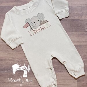 Elephant Boys Take Me Home Outfit with Optional Hat, Personalized Baby Gift, Elephant Romper, Elephant Take Home, Take home romper image 2