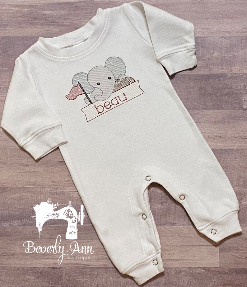 Elephant Boys Take Me Home Outfit with Optional Hat, Personalized Baby Gift, Elephant Romper, Elephant Take Home, Take home romper image 2