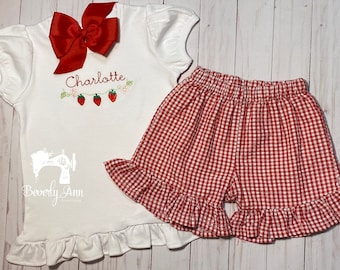 Strawberry Picking Shirt, Girl’s Personalized Strawberry shirt, Strawberry Patch Shirt, Girl’s Spring Outfit, Strawberry Birthday Shirt