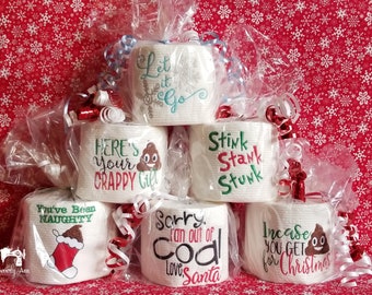 Embroidered Toilet Paper, Christmas Toilet Paper, Gag Gift, Christmas Gift