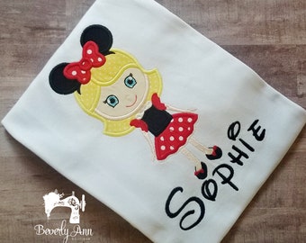 Mouse Girl Embroidered Shirt FREE PERSONALIZATION