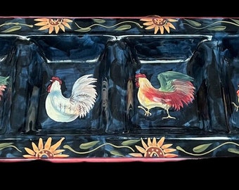 Rooster Dish Serving 4 Sections Susan Winget