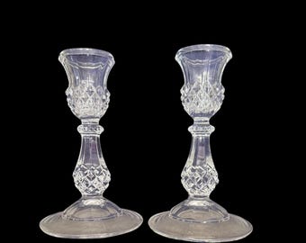 2 Vintage Cristal D’Arques 6.5” Lead Crystal Candlestick Candle Holders