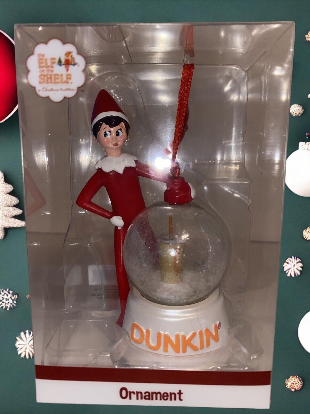 2023 Dunkin Donuts Boy Elf on the Shelf Ornament Snow Globe Etsy