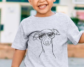 Ziggie the Italian Greyhound Dog Sunglasses - Kids Dog Tshirt - Animal Glasses T Shirt - Children Girl Boy Unisex Clothing