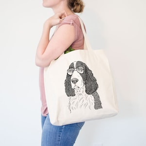 Quincy the English Springer Spaniel Canvas Tote Bag - Dog Lover Gift, Doggy Bag, Cool Dog Tote