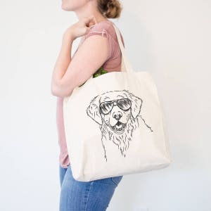 Toby the Golden Retriever Canvas Tote Bag Gifts For Dog Owner, Golden Retriever Gift image 2