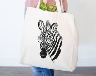 Zed the Zebra - Canvas Tote Bag - Gift For Zebra Lover