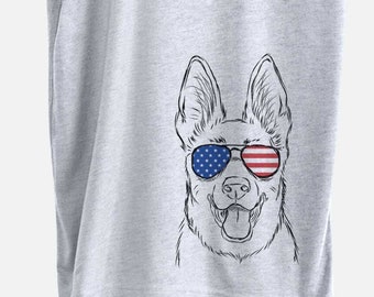 Brutus the German Shepherd - American Flag Aviators - Unisex Crewneck Shirt - Graphic Tee
