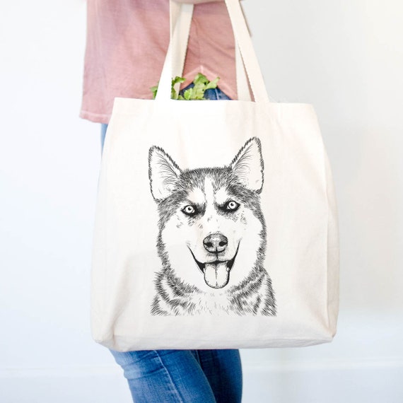 Sesi the Siberian Husky Canvas Tote Bag Dog Lover Gift, Doggy Bag