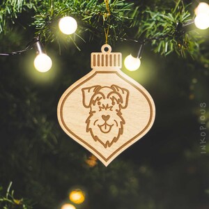 Giant Schnauzer with Natural ears Ornament - Wood Cut Dog Ornament, Wooden Dog Ornaments Christmas, First Christmas