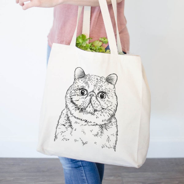 Squish the Exotic Shorthair - Canvas Tote Bag - Cat Lover Gift, Cat Bag, Cool Cat Tote