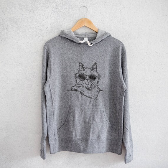 Ginger The Maine Coon Aviators Hoodie Grey French Terry Etsy