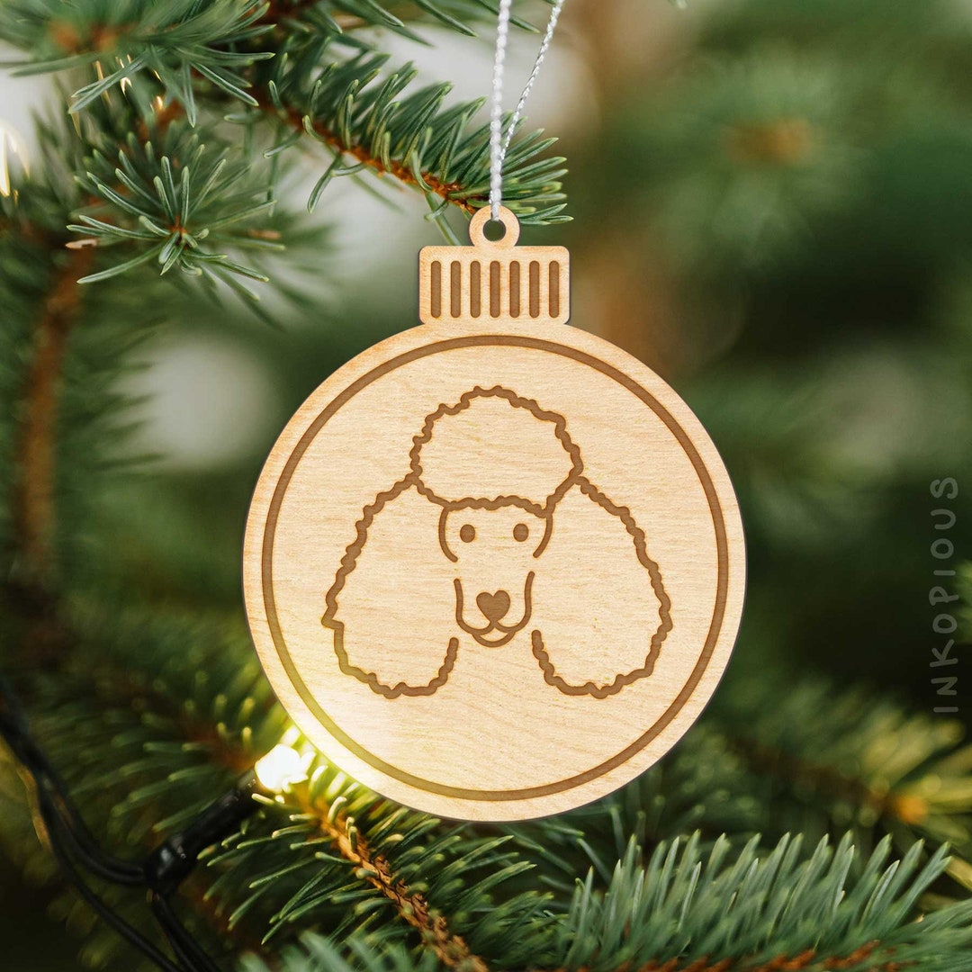 Poodle Ornament Wood Cut Dog Ornament, Wooden Dog Ornaments Christmas