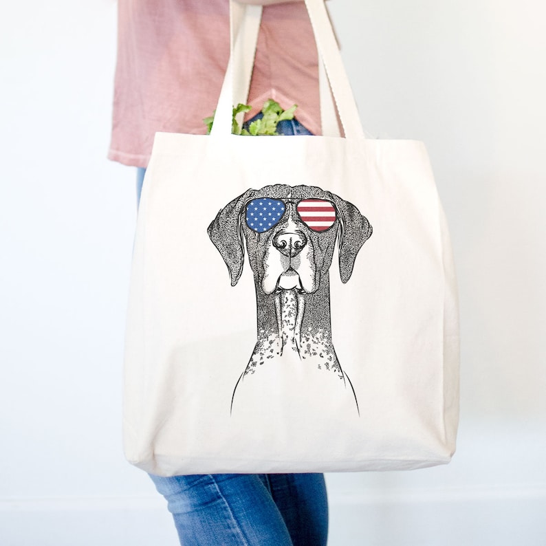 Mattis the German Shorthair Canvas Tote Bag USA USA Dog Tote Dog Lover Gift Doggy Bag German Shorthaired Pointer