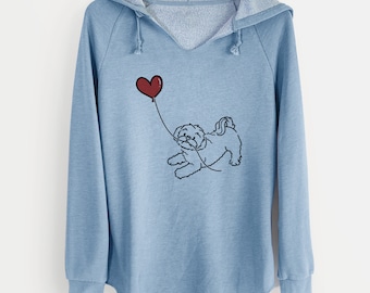 Shih Tzu Pup Cut Heart String - Cali Wave Hooded Sweatshirt - Dog Heart Hoodie, Love Dogs Sweatshirt, Dog Mom Hoodie, Christmas Gift