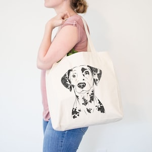 Spot the Dalmatian Canvas Tote Bag Gifts For Dog Owner, Dalmatian Tote Bag, Dog Lover Bag, Dalmatian Gift, Dalmatian Bag, Cool Dog Bag image 1