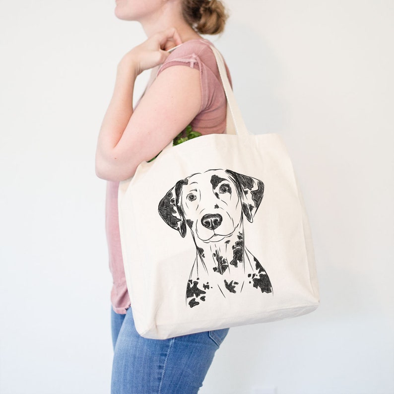 Spot the Dalmatian Canvas Tote Bag Gifts For Dog Owner, Dalmatian Tote Bag, Dog Lover Bag, Dalmatian Gift, Dalmatian Bag, Cool Dog Bag image 1
