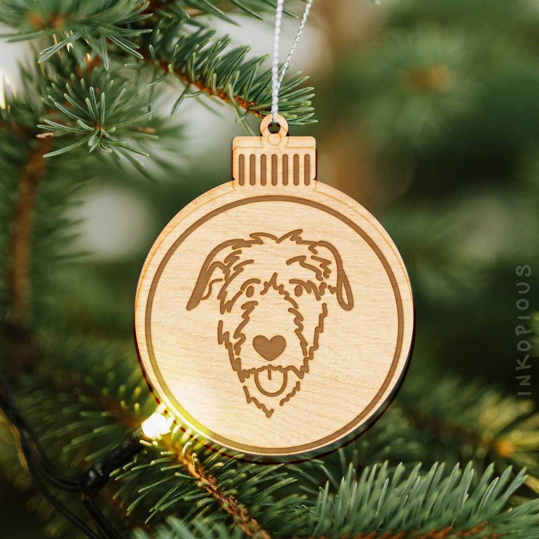 Irish Wolfhound Ornament Wood Cut Dog Ornament, Wooden Dog Ornaments