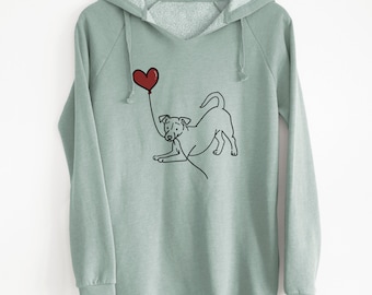 Jack Russell Terrier Heart String - Cali Wave Hooded Sweatshirt - Dog Heart Hoodie, Love Dogs Sweatshirt, Dog Mom Hoodie, Christmas Gift