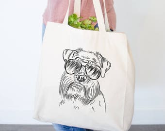 Wrigley the Schnauzer Dog Canvas Tote Bag - Dog Lover Art, Hipster Dog, MIni Schnauzer Love, Schnauzer Owner, Schnauzer Dog Bag