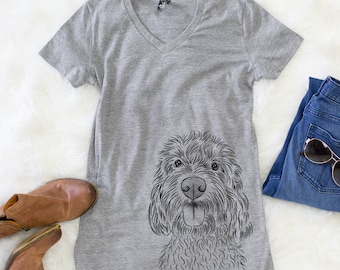 Clover the Cockapoo - Women's Modern Fit V-neck Grey - Dog Lover Gift