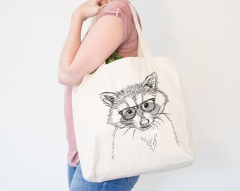 Randy the Raccoon Tote Bag - Funny Bag, Book Bag, Grocery Bag